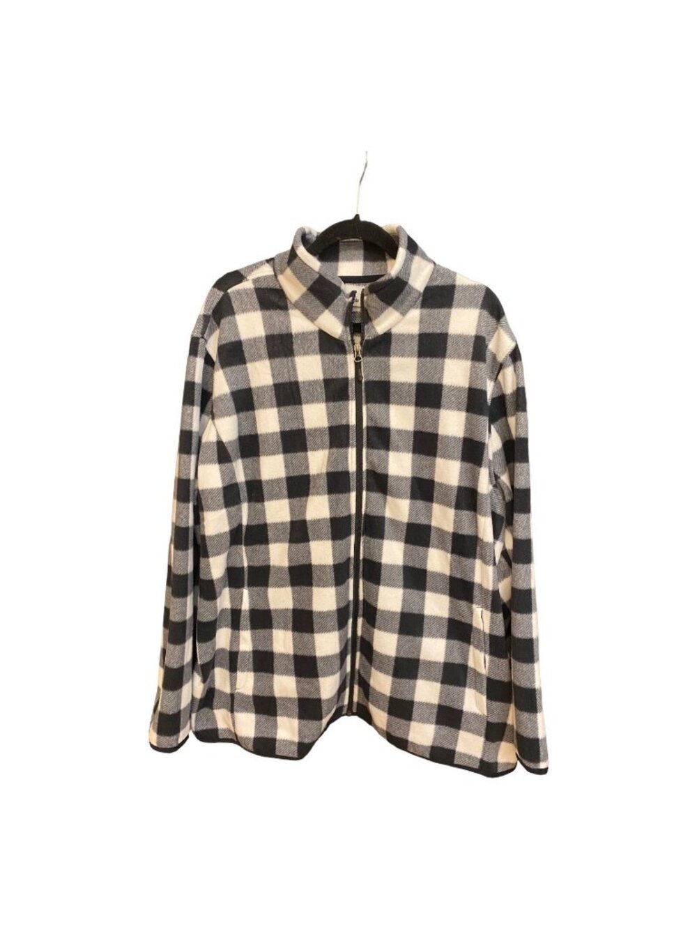 Plus Size Fleece Jacket Buffalo Check Black + White Size 4X